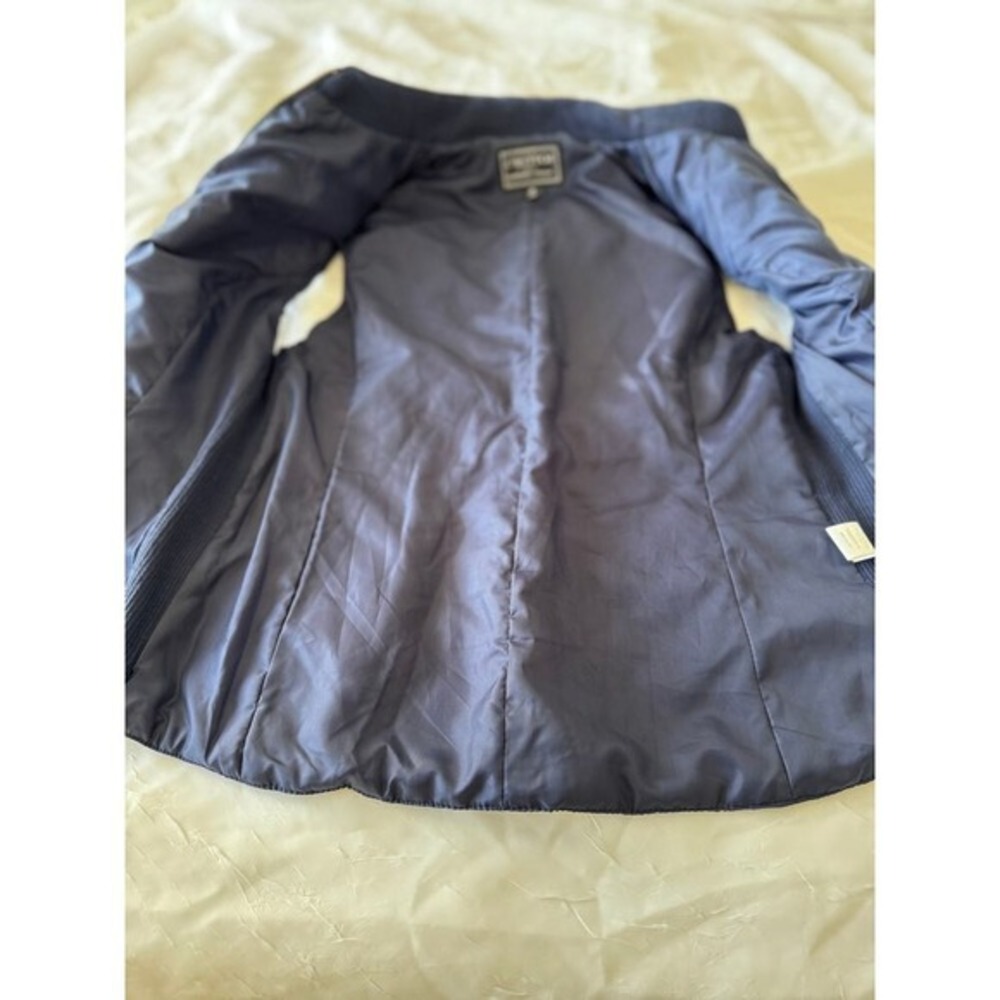 C'est Toi Polka Dot Quilted Puffer Vest, Navy Brown Trim Hiking Camping Size M - Picture 5 of 7